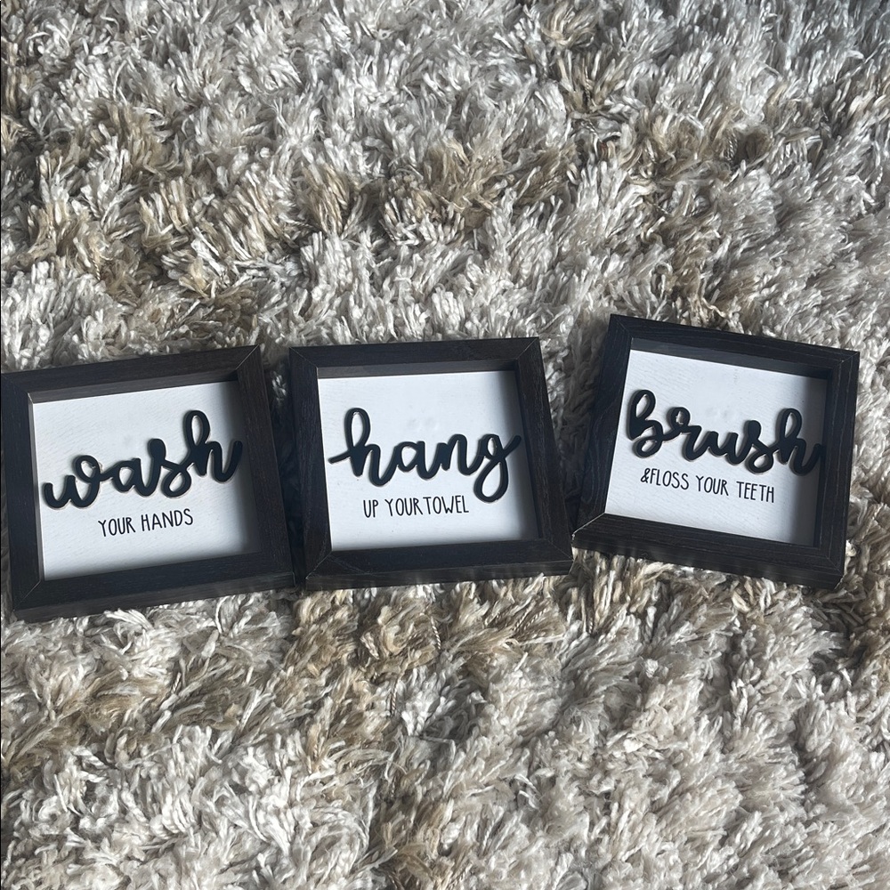 Set of 3 Black and White Bathroom Signs